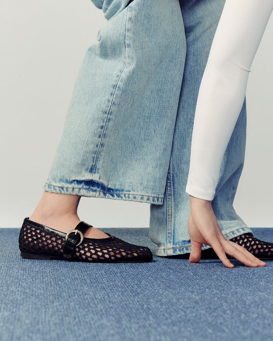 Aveiro Black Woven Ballerina