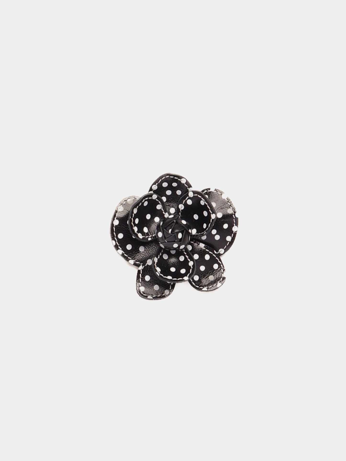 Stitch Flower Clip Black Polka Dot