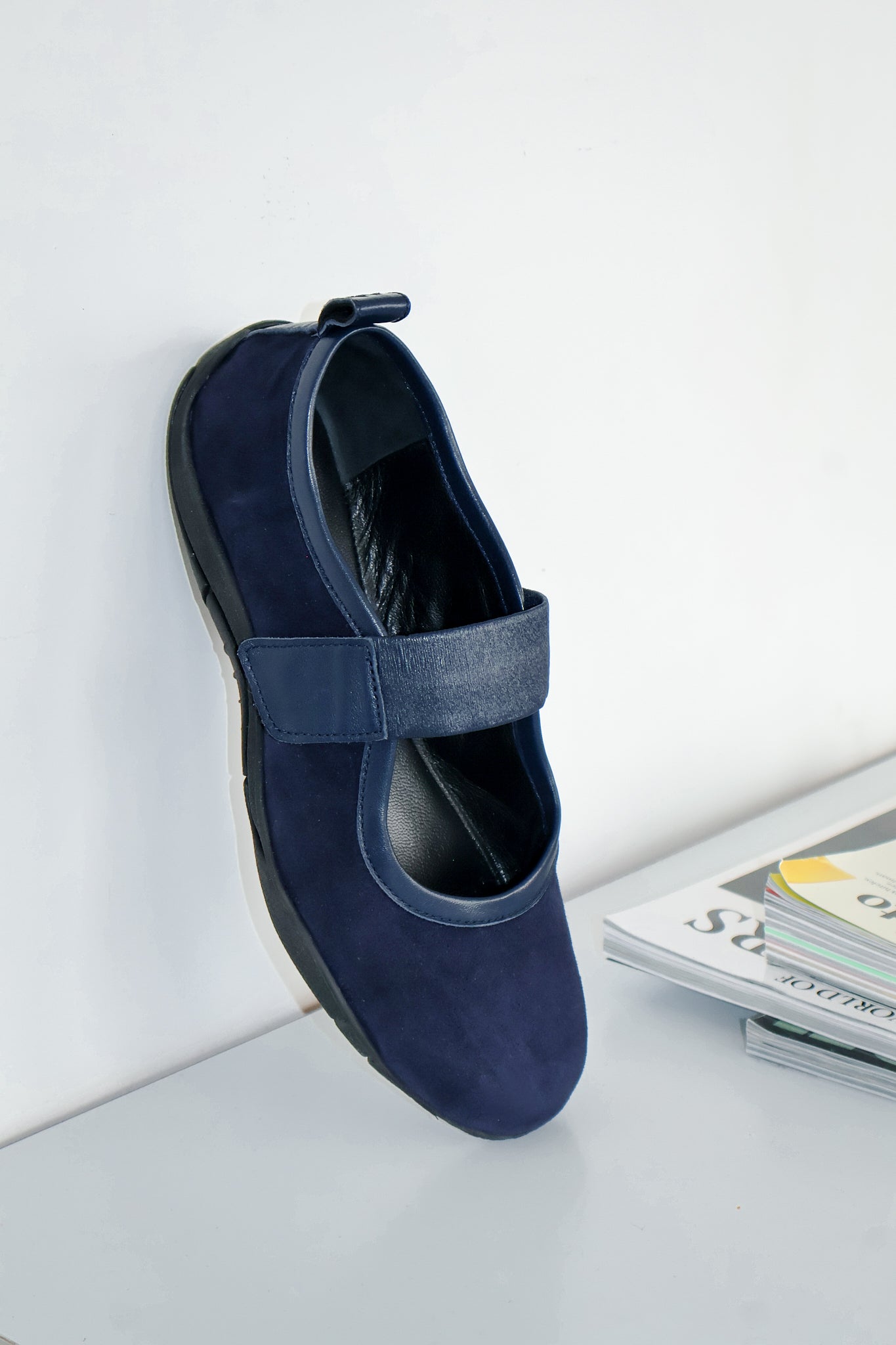 Evora Navy Suede Ballerina