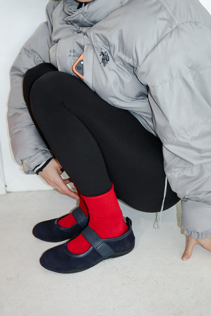 Evora Navy Suede Ballerina
